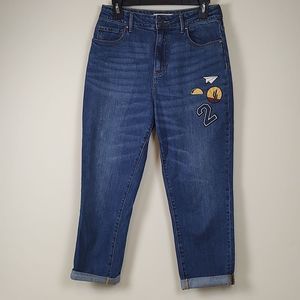 Pacsun Retro Jean Patches High Rise Rolled Cuffs in Punk Blue
